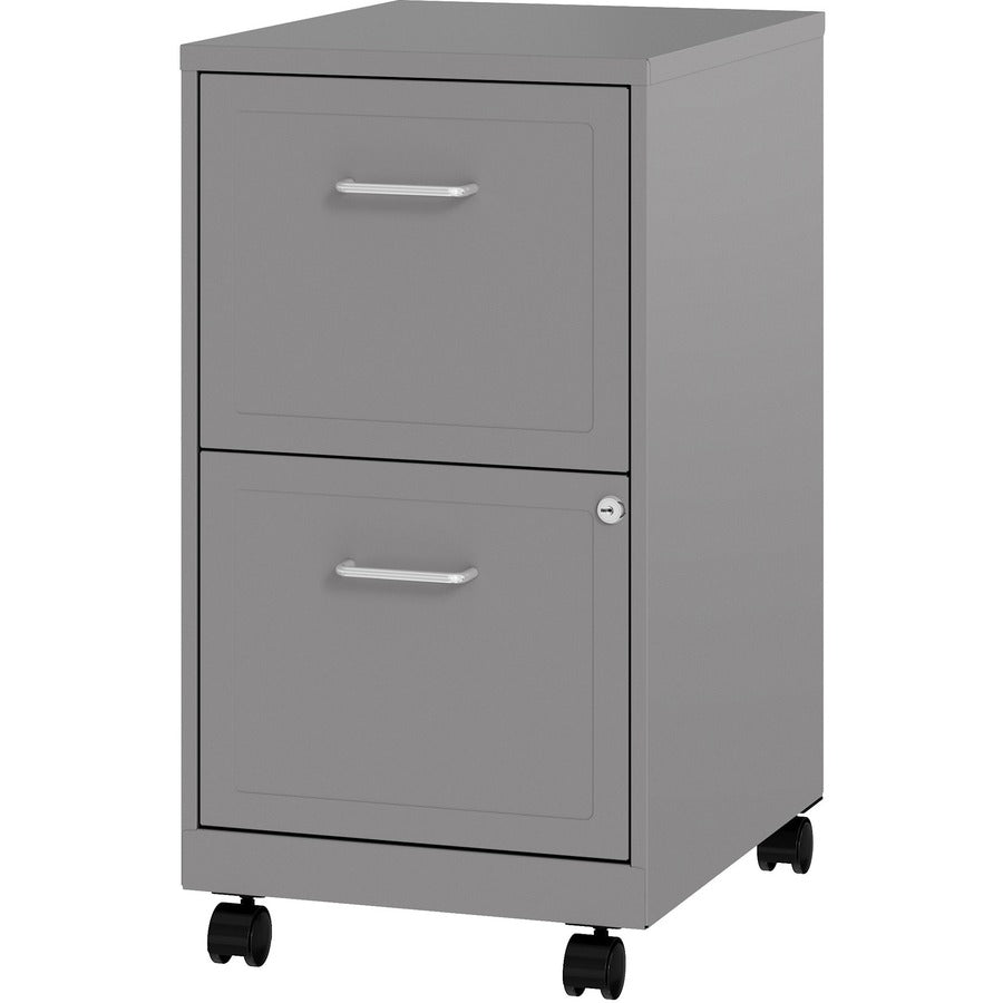NuSparc Mobile File Cabinet - 14.2" Width x 18" Depth x 26.5" Height for File - Letter - Mobility, Locking Drawer, Glide Suspension, 3/4 Drawer Extension, Cam Lock, Nonporous Surface - Silver - Painted Steel, Steel - Recycled