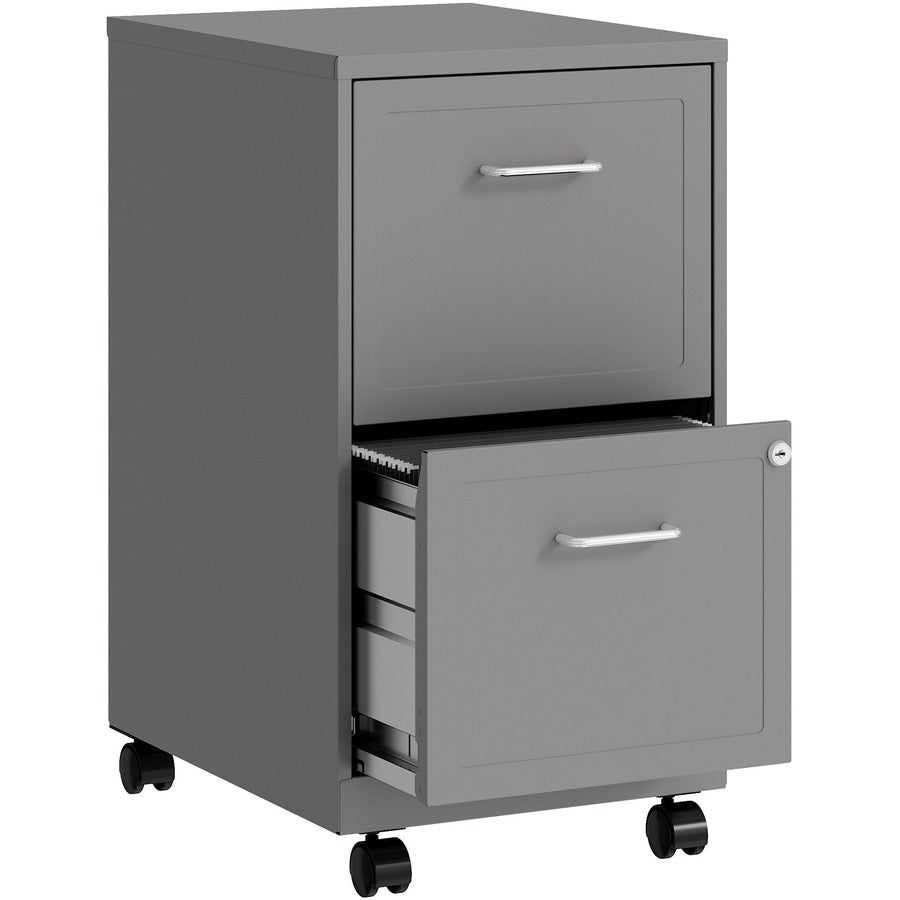 NuSparc Mobile File Cabinet - 14.2" Width x 18" Depth x 26.5" Height for File - Letter - Mobility, Locking Drawer, Glide Suspension, 3/4 Drawer Extension, Cam Lock, Nonporous Surface - Silver - Painted Steel, Steel - Recycled