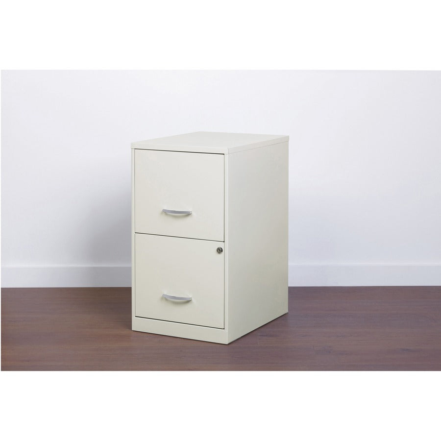 NuSparc File Cabinet - 14.2" Width x 18" Depth x 24.5" Height - 2 x Drawer(s) for File - Letter - Vertical - Locking Drawer, Glide Suspension, Nonporous Surface - White - Baked Enamel - Steel - Recycled