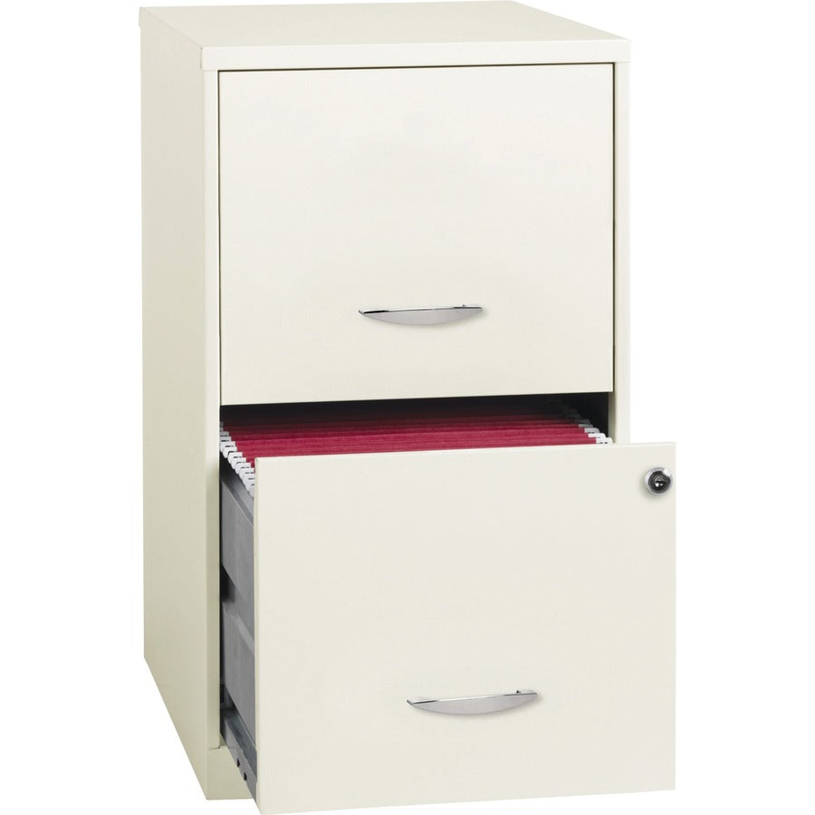 NuSparc File Cabinet - 14.2" Width x 18" Depth x 24.5" Height - 2 x Drawer(s) for File - Letter - Vertical - Locking Drawer, Glide Suspension, Nonporous Surface - White - Baked Enamel - Steel - Recycled