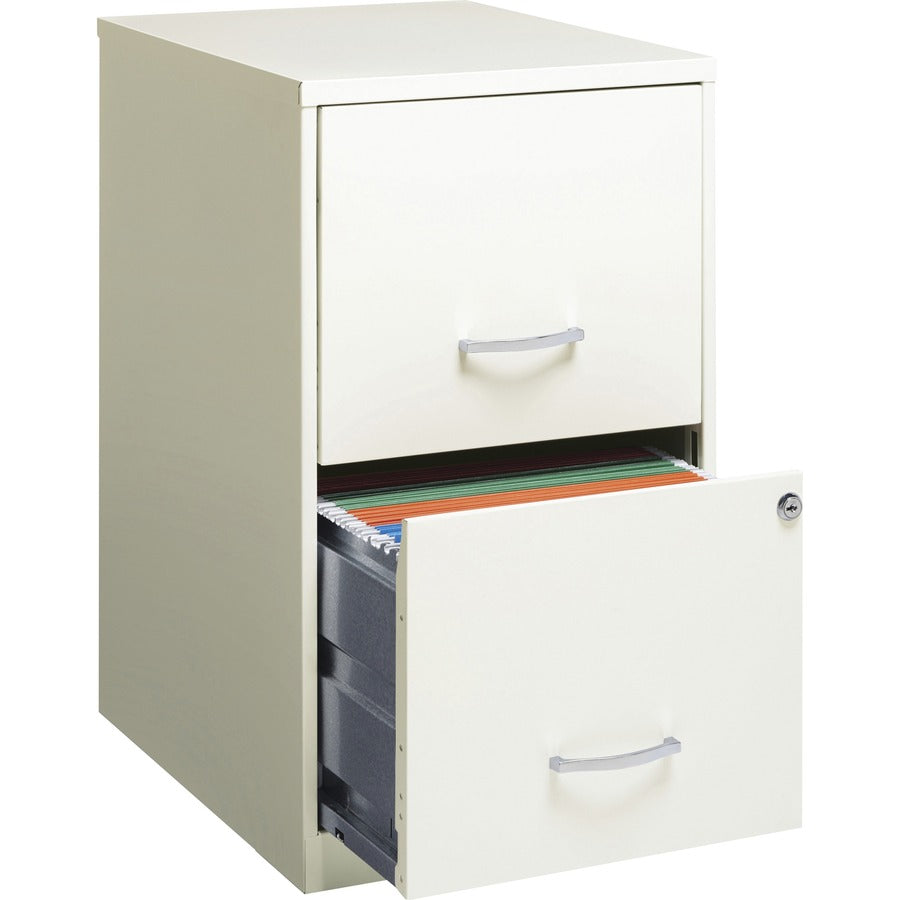NuSparc File Cabinet - 14.2" Width x 18" Depth x 24.5" Height - 2 x Drawer(s) for File - Letter - Vertical - Locking Drawer, Glide Suspension, Nonporous Surface - White - Baked Enamel - Steel - Recycled