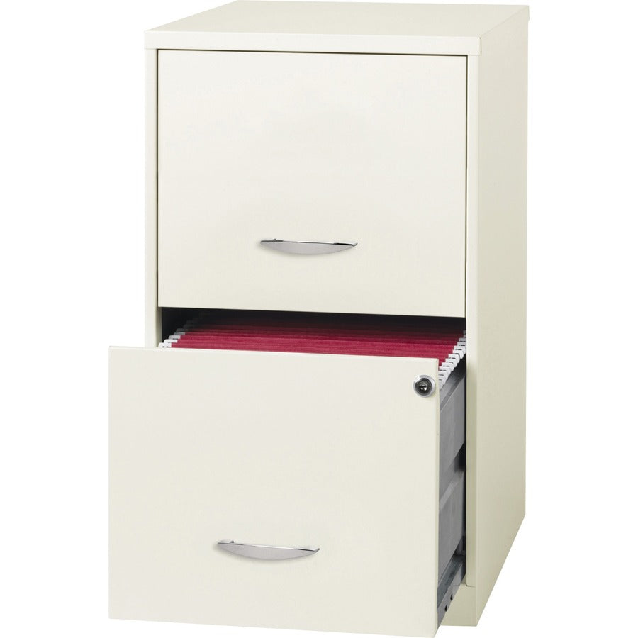 NuSparc File Cabinet - 14.2" Width x 18" Depth x 24.5" Height - 2 x Drawer(s) for File - Letter - Vertical - Locking Drawer, Glide Suspension, Nonporous Surface - White - Baked Enamel - Steel - Recycled