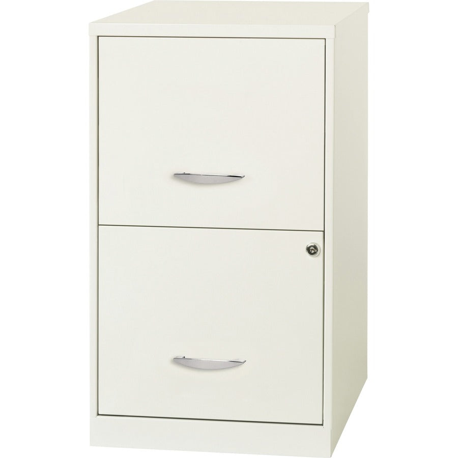 NuSparc File Cabinet - 14.2" Width x 18" Depth x 24.5" Height - 2 x Drawer(s) for File - Letter - Vertical - Locking Drawer, Glide Suspension, Nonporous Surface - White - Baked Enamel - Steel - Recycled