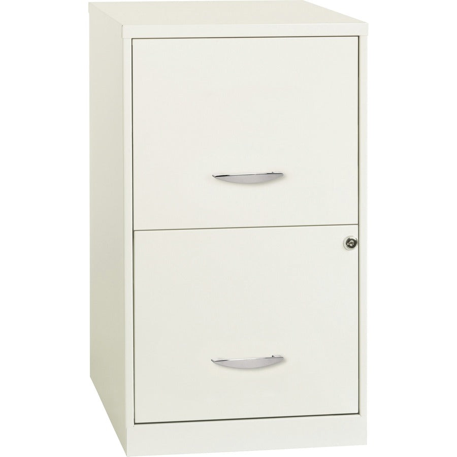 NuSparc File Cabinet - 14.2" Width x 18" Depth x 24.5" Height - 2 x Drawer(s) for File - Letter - Vertical - Locking Drawer, Glide Suspension, Nonporous Surface - White - Baked Enamel - Steel - Recycled