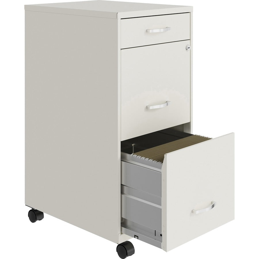 NuSparc Mobile File Cabinet - 14.2" Width x 18" Depth x 29.5" Height - 3 x Drawer(s) for File, Box - Letter - Mobility, Locking Drawer, Glide Suspension, 3/4 Drawer Extension, Cam Lock, Nonporous Surface - White - Painted Steel - Recycled