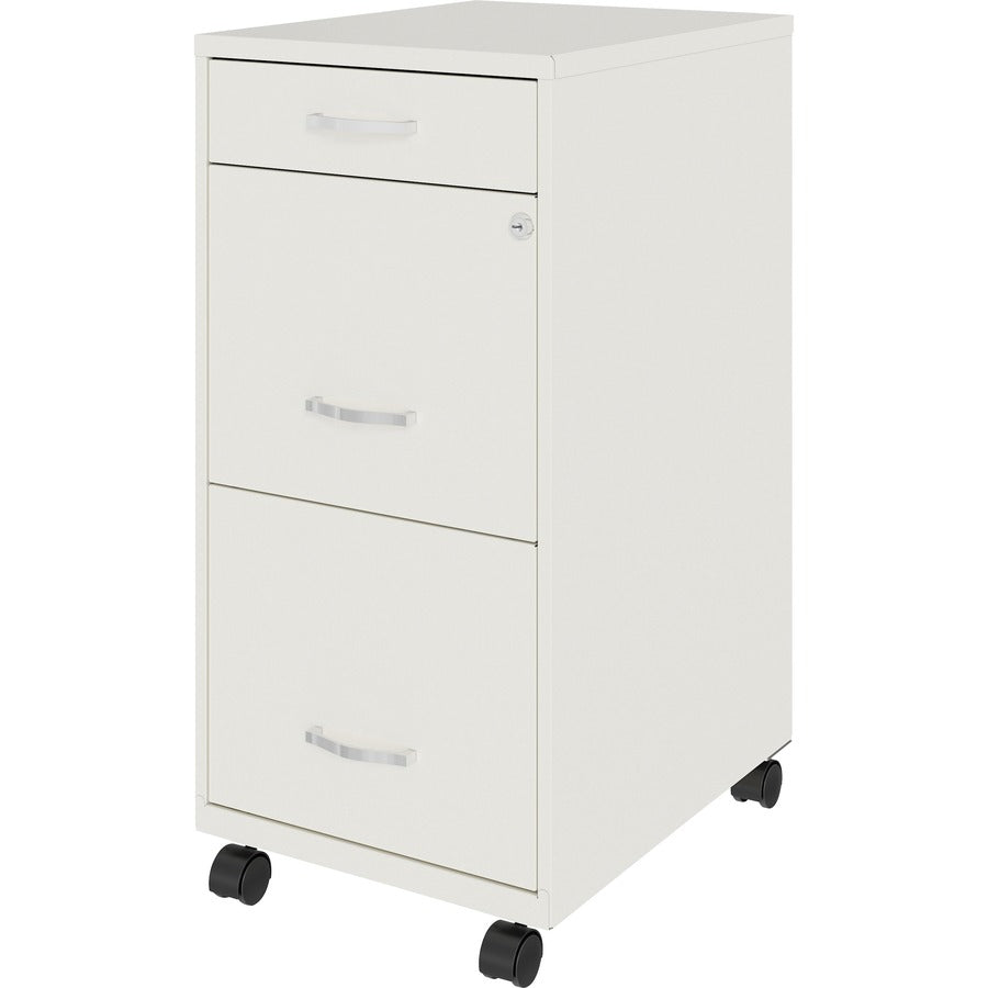 NuSparc Mobile File Cabinet - 14.2" Width x 18" Depth x 29.5" Height - 3 x Drawer(s) for File, Box - Letter - Mobility, Locking Drawer, Glide Suspension, 3/4 Drawer Extension, Cam Lock, Nonporous Surface - White - Painted Steel - Recycled