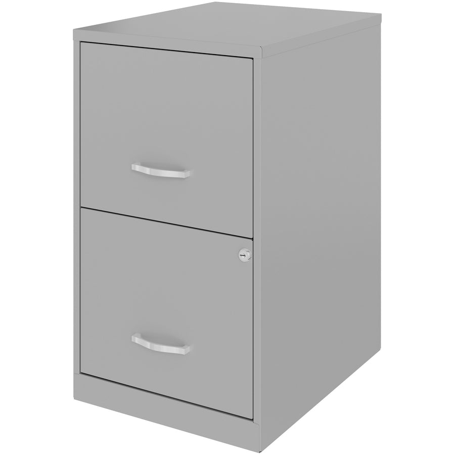NuSparc File Cabinet - 14.2" Width x 18" Depth x 24.5" Height - 2 x Drawer(s) for File - Letter - Vertical - Locking Drawer, Glide Suspension, Nonporous Surface - Silver - Baked Enamel - Steel - Recycled