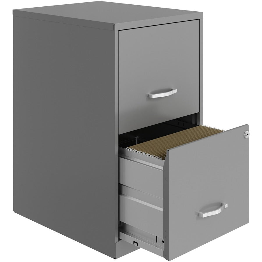 NuSparc File Cabinet - 14.2" Width x 18" Depth x 24.5" Height - 2 x Drawer(s) for File - Letter - Vertical - Locking Drawer, Glide Suspension, Nonporous Surface - Silver - Baked Enamel - Steel - Recycled