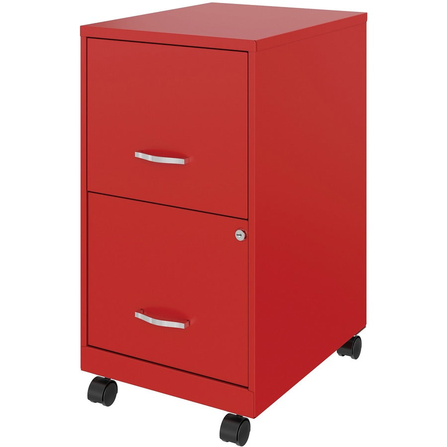NuSparc Mobile File Cabinet - 14.2" Width x 18" Depth x 26.5" Height for File - Letter - Mobility, Locking Drawer, Glide Suspension, 3/4 Drawer Extension, Cam Lock, Nonporous Surface - Red - Painted Steel, Steel - Recycled - Assembly Required