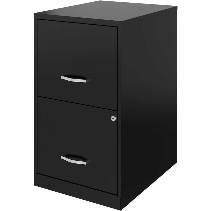 NuSparc File Cabinet - 14.2" Width x 18" Depth x 24.5" Height - 2 x Drawer(s) for File - Letter - Vertical - Locking Drawer, Glide Suspension, Nonporous Surface - Black - Baked Enamel - Steel - Recycled