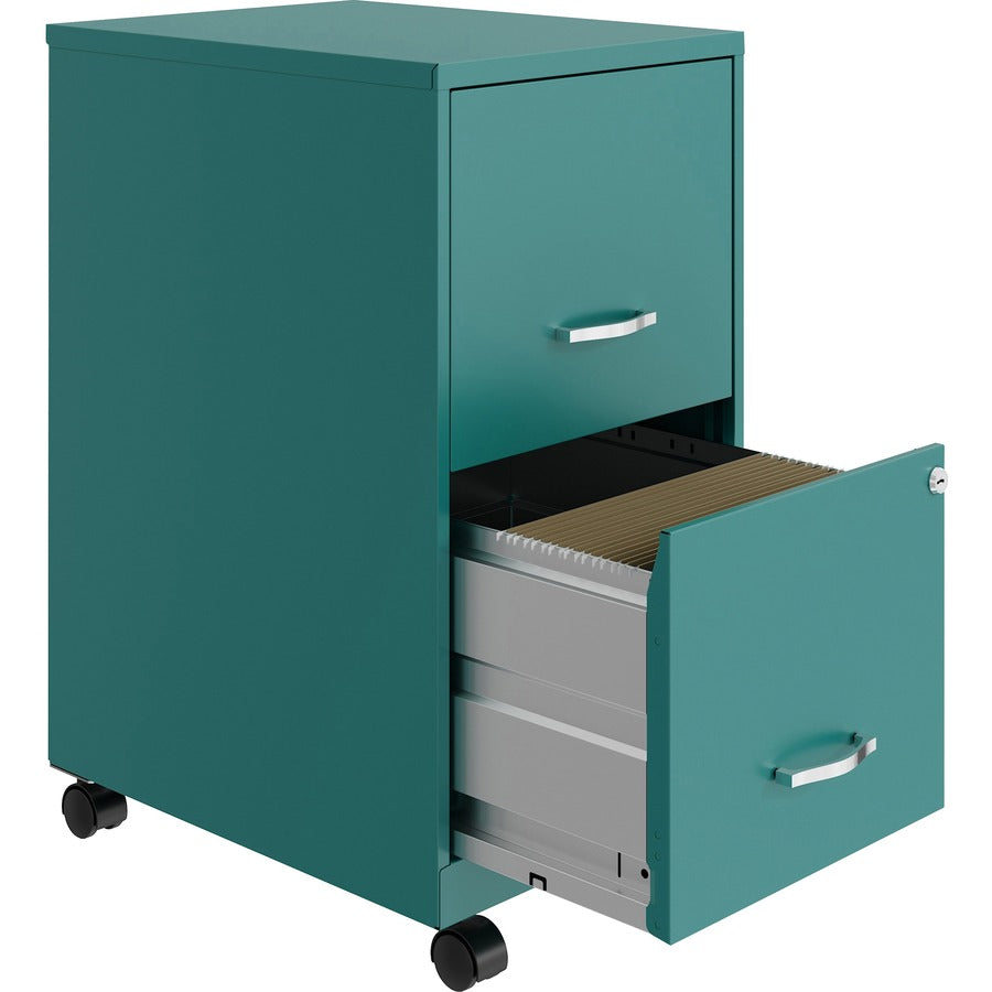 NuSparc Mobile File Cabinet - 14.2" Width x 18" Depth x 26.5" Height for File - Letter - Mobility, Locking Drawer, Glide Suspension, 3/4 Drawer Extension, Cam Lock, Nonporous Surface - Teal - Painted Steel, Steel - Recycled