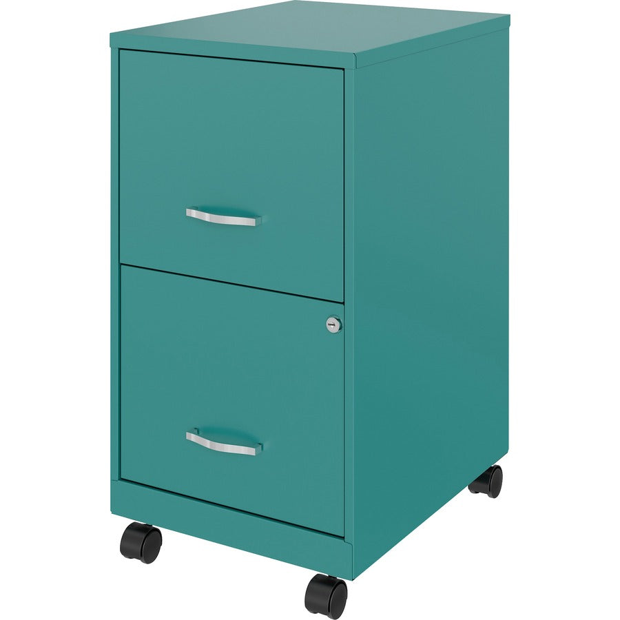 NuSparc Mobile File Cabinet - 14.2" Width x 18" Depth x 26.5" Height for File - Letter - Mobility, Locking Drawer, Glide Suspension, 3/4 Drawer Extension, Cam Lock, Nonporous Surface - Teal - Painted Steel, Steel - Recycled
