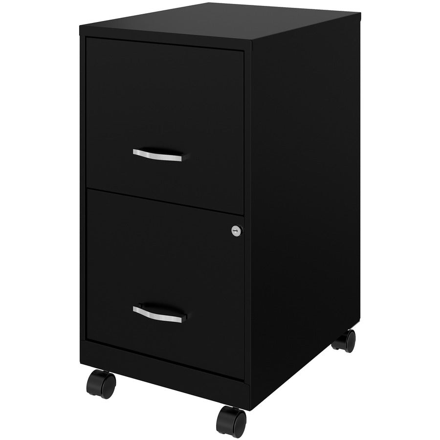 NuSparc Mobile File Cabinet - 14.2" Width x 18" Depth x 26.5" Height for File - Letter - Mobility, Locking Drawer, Glide Suspension, 3/4 Drawer Extension, Cam Lock, Nonporous Surface - Black - Painted Steel, Steel - Recycled