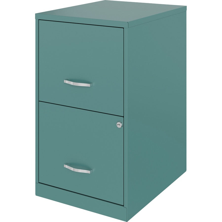 NuSparc File Cabinet - 14.2" Width x 18" Depth x 24.5" Height - 2 x Drawer(s) for File - Letter - Vertical - Locking Drawer, Glide Suspension, Nonporous Surface - Teal - Baked Enamel - Steel - Recycled