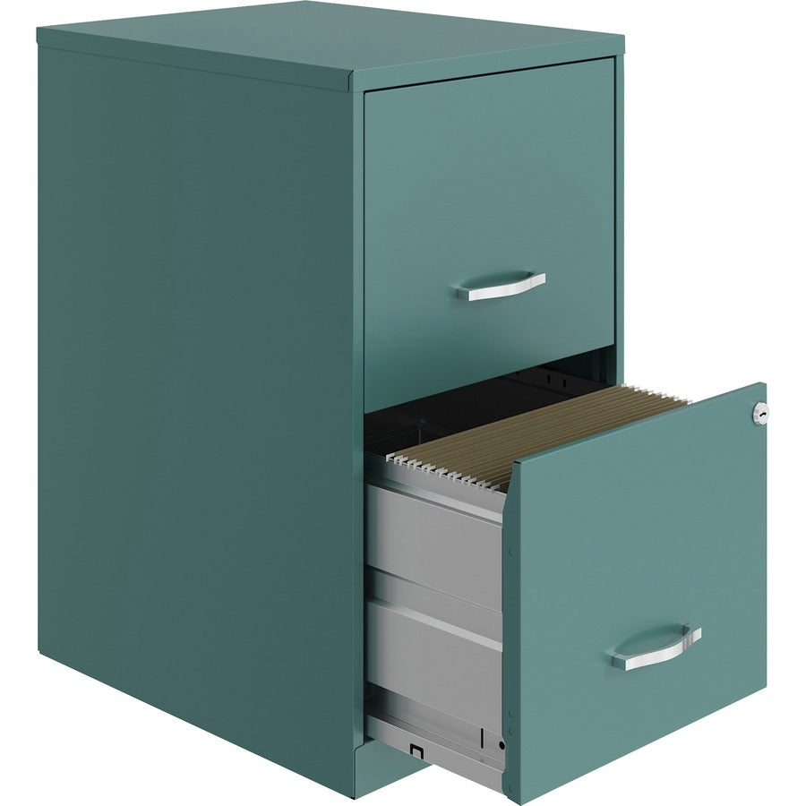 NuSparc File Cabinet - 14.2" Width x 18" Depth x 24.5" Height - 2 x Drawer(s) for File - Letter - Vertical - Locking Drawer, Glide Suspension, Nonporous Surface - Teal - Baked Enamel - Steel - Recycled