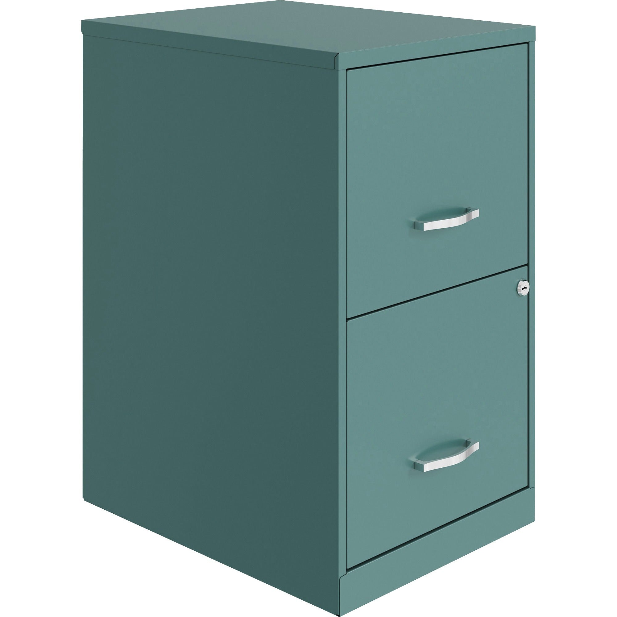NuSparc File Cabinet - 14.2" Width x 18" Depth x 24.5" Height - 2 x Drawer(s) for File - Letter - Vertical - Locking Drawer, Glide Suspension, Nonporous Surface - Teal - Baked Enamel - Steel - Recycled