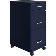 NuSparc Mobile File Cabinet - 14.2" Width x 18" Depth x 29.5" Height - 3 x Drawer(s) for File, Box - Letter - Mobility, Locking Drawer, Glide Suspension, 3/4 Drawer Extension, Cam Lock, Nonporous Surface - Blue - Painted Steel - Recycled