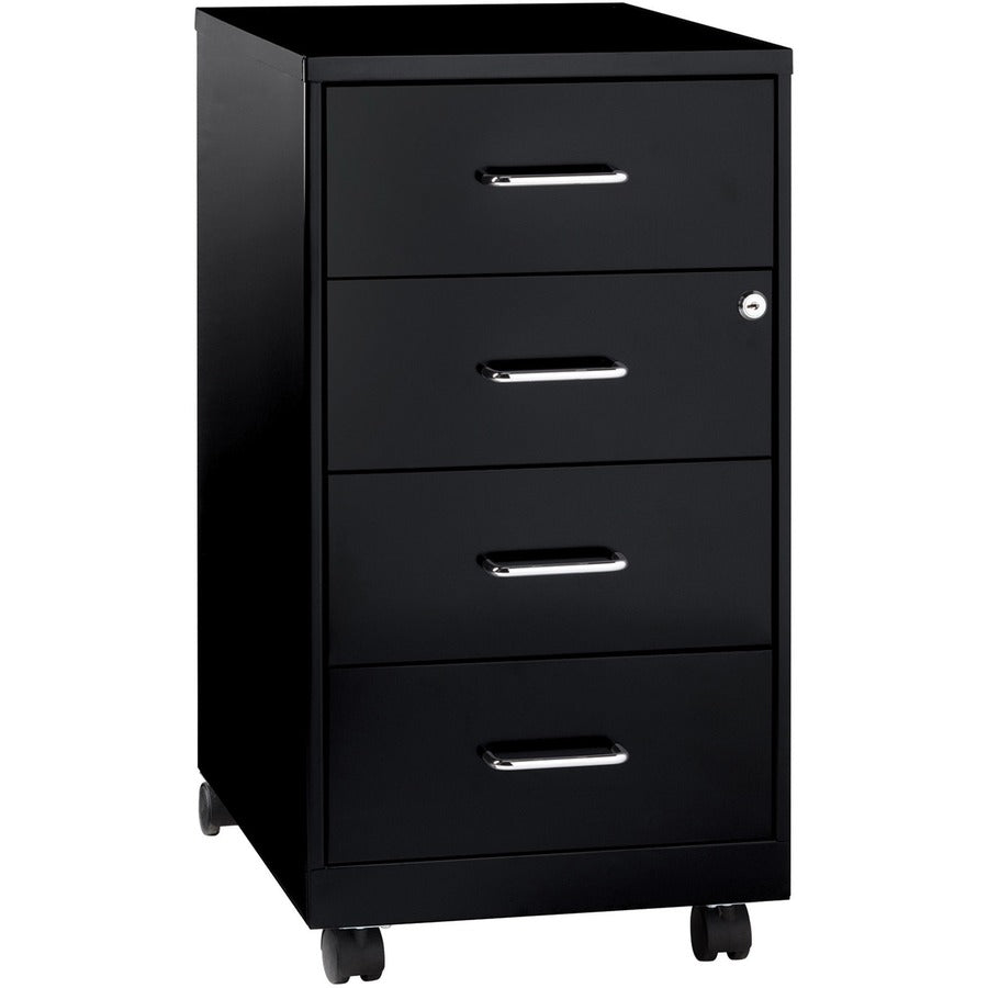 NuSparc Mobile Storage Cabinet - 14.2" Width x 18" Depth x 26.5" Height - 4 x Drawer(s) - Letter, Legal - Mobility, Glide Suspension, Anti-tip, Nonporous Surface, Cam Lock, 3/4 Drawer Extension - Black - Painted Steel - Recycled - Assembly Required
