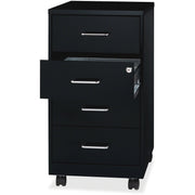 NuSparc Mobile Storage Cabinet - 14.2" Width x 18" Depth x 26.5" Height - 4 x Drawer(s) - Letter, Legal - Mobility, Glide Suspension, Anti-tip, Nonporous Surface, Cam Lock, 3/4 Drawer Extension - Black - Painted Steel - Recycled - Assembly Required