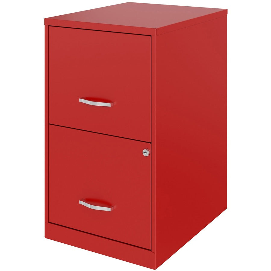 NuSparc File Cabinet - 14.2" Width x 18" Depth x 24.5" Height - 2 x Drawer(s) for File - Letter - Vertical - Locking Drawer, Glide Suspension, Nonporous Surface - Red - Baked Enamel - Steel - Recycled