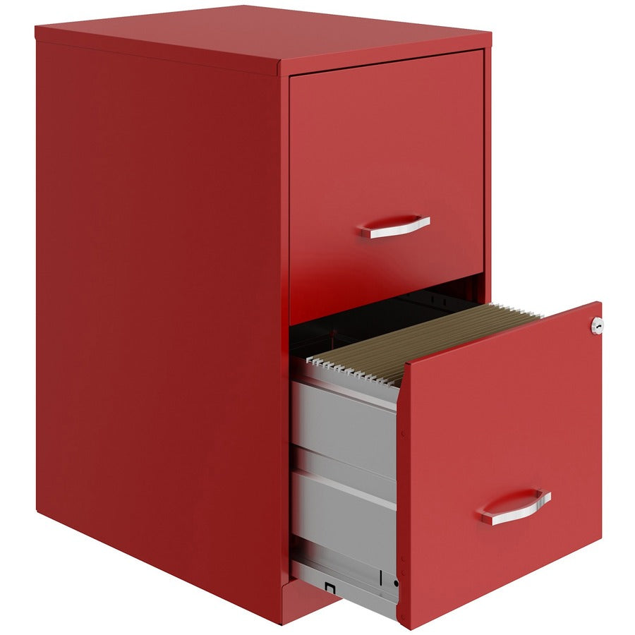 NuSparc File Cabinet - 14.2" Width x 18" Depth x 24.5" Height - 2 x Drawer(s) for File - Letter - Vertical - Locking Drawer, Glide Suspension, Nonporous Surface - Red - Baked Enamel - Steel - Recycled