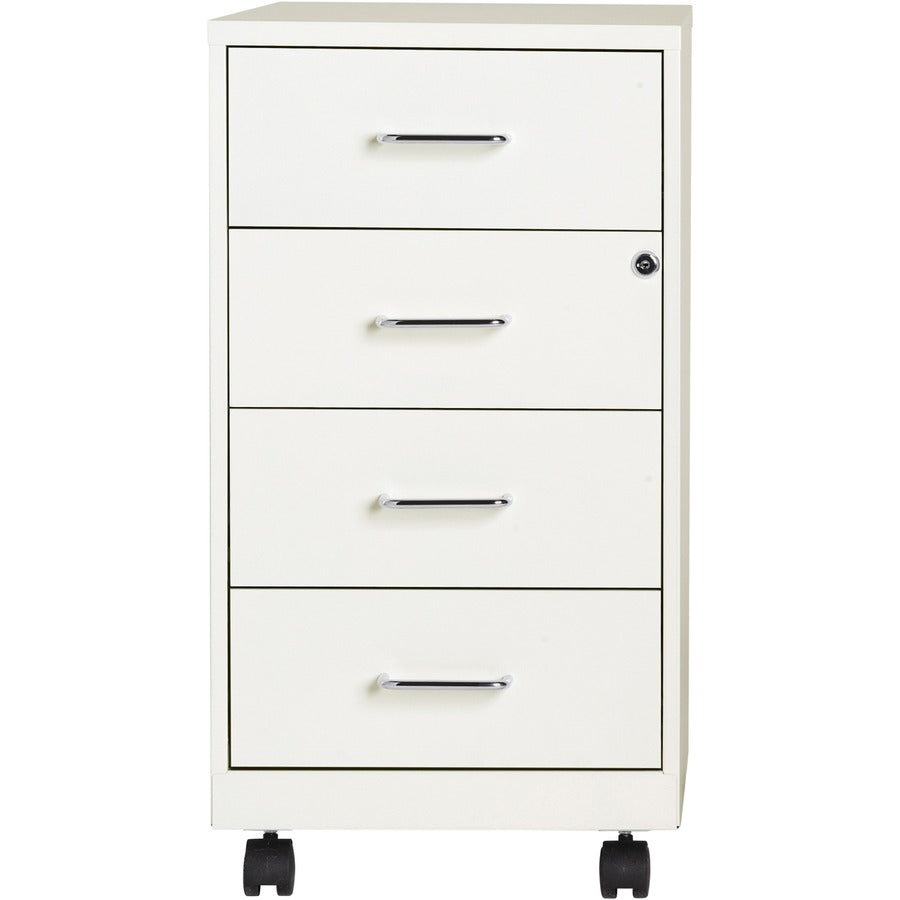 NuSparc Mobile Storage Cabinet - 14.2" Width x 18" Depth x 26.5" Height - 4 x Drawer(s) - Letter, Legal - Mobility, Glide Suspension, Anti-tip, Nonporous Surface, Cam Lock, 3/4 Drawer Extension - White - Painted Steel - Recycled