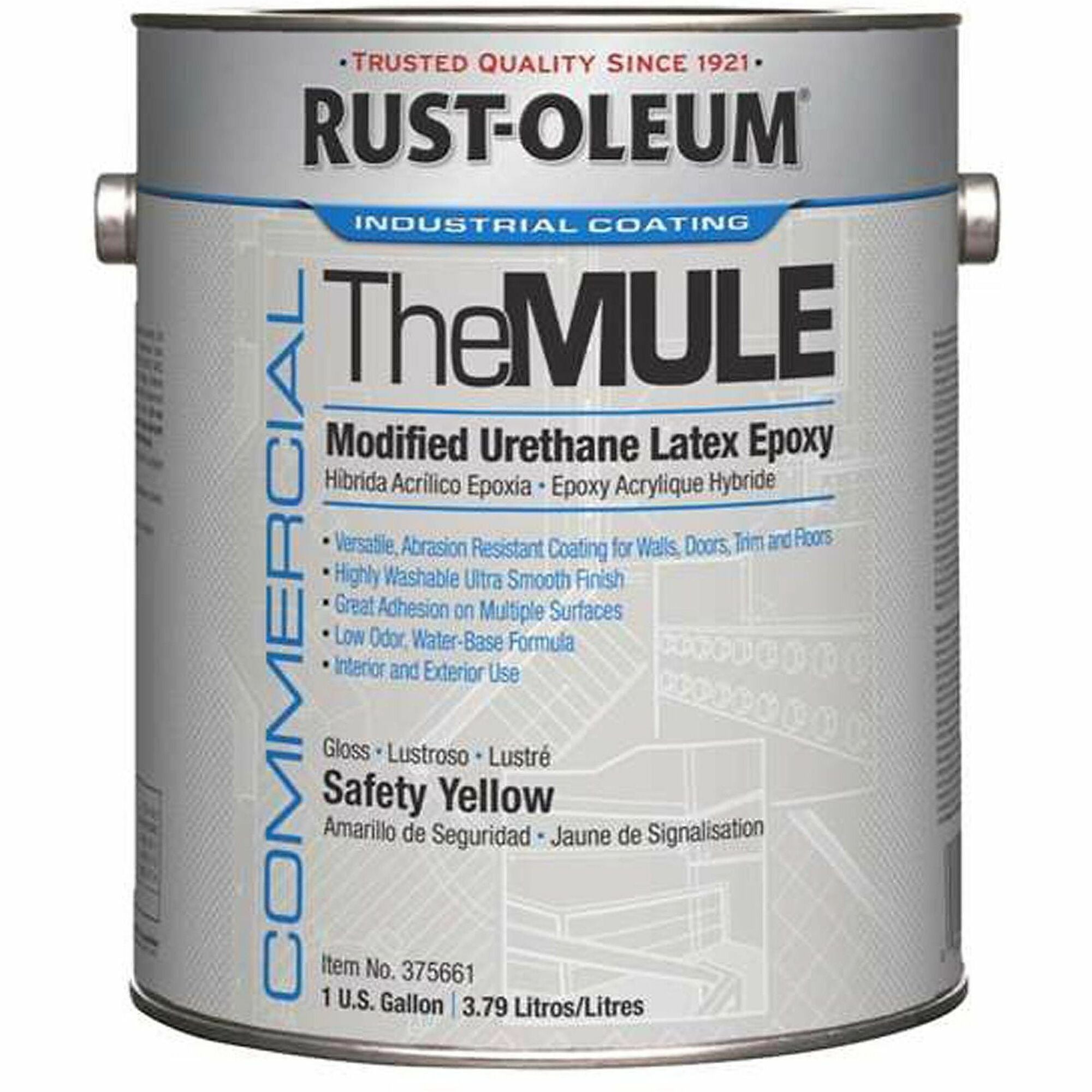Rust-Oleum Modified Urethane Latex Epoxy (MULE) - Safety Yellow - Urethane, Latex, Epoxy - 2 / Carton