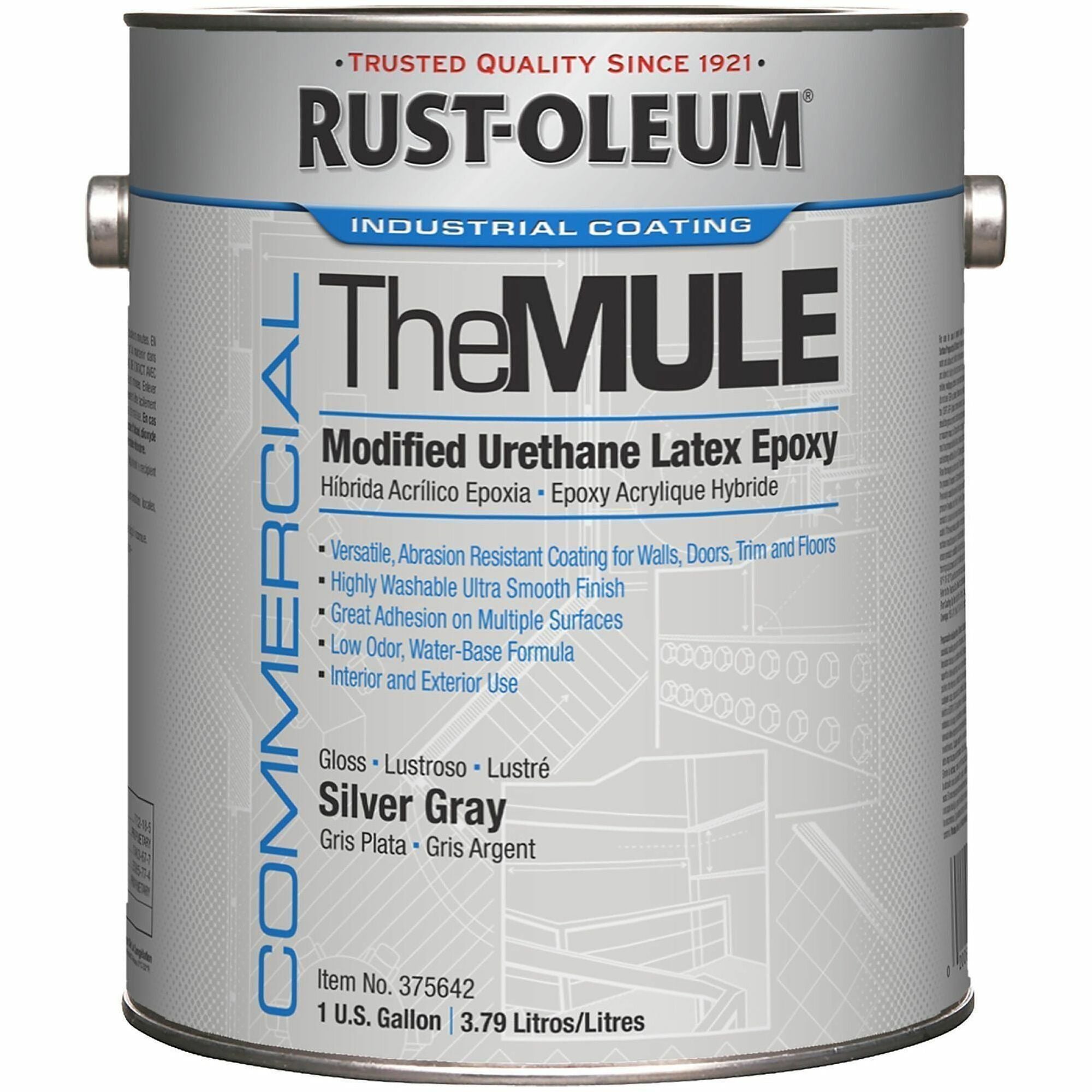 Rust-Oleum Modified Urethane Latex Epoxy (MULE) - Silver, Gray - Urethane, Latex, Epoxy - 2 / Carton