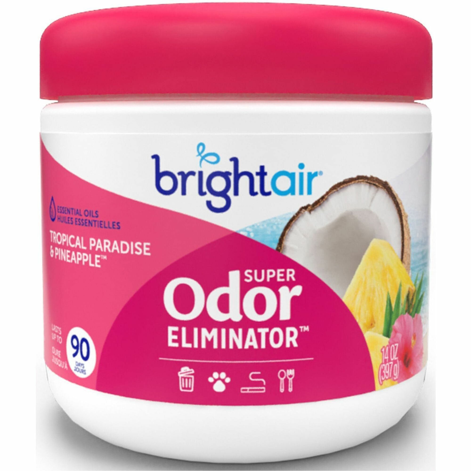 Bright Air Super Odor Eliminator Air Freshener - 14 fl oz (0.4 quart) - Tropical Paradise & Pineapple - 90 Day - Cruelty-free, Phthalate-free, Triclosan-free, BHT Free - 1 Each