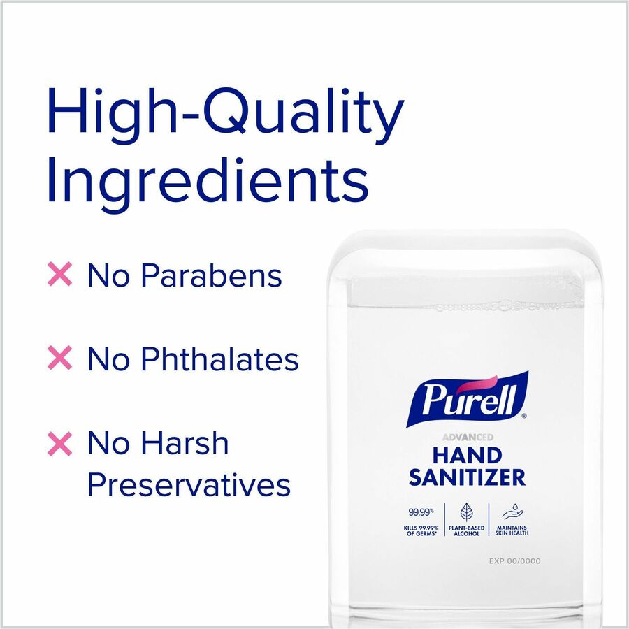 PURELL Advanced Hand Sanitizer Foam Refill, 1.27 Quart, Touchless Dispenser, Clear, Non-drying, Dye-free, Bio-based, Refillable, 2/Carton