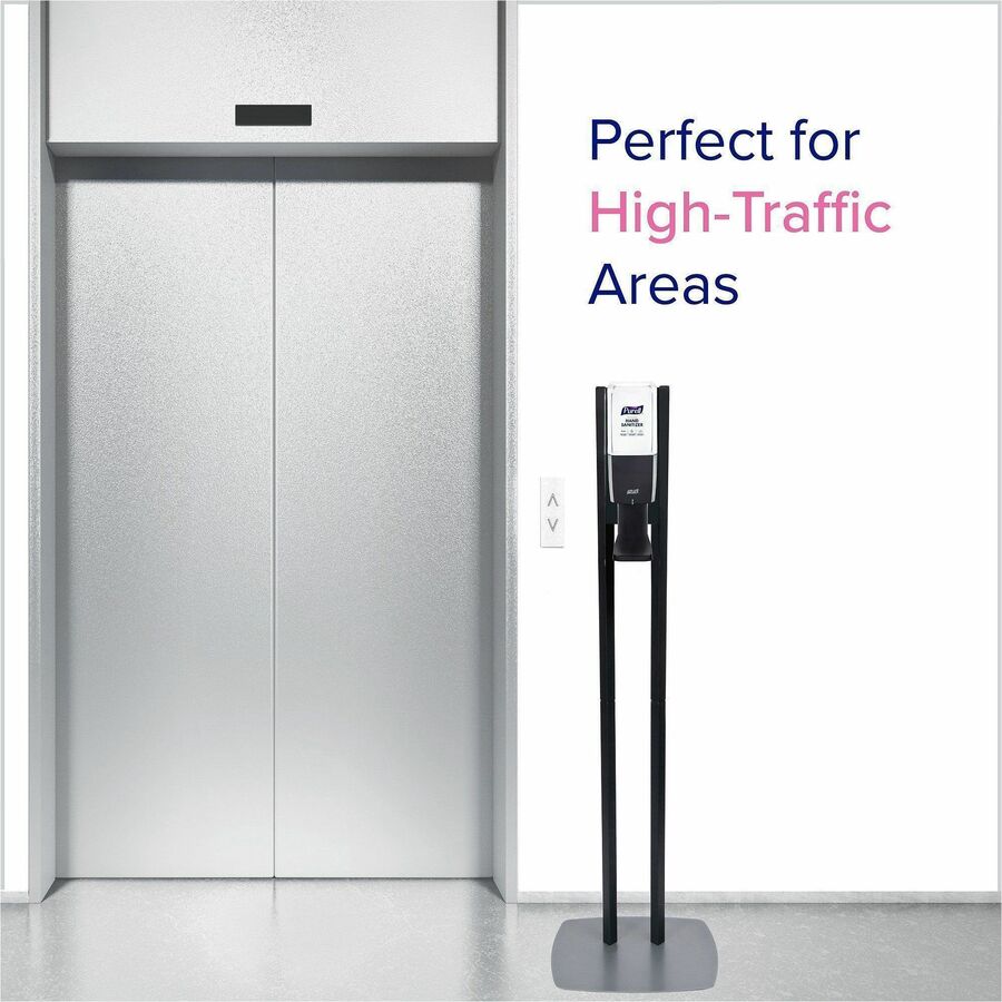 PURELL&reg; ES10 Floor Stand with Automatic Dispenser - Floor, Freestanding - Graphite - For High Traffic Area, Sanitizing Dispenser, Waiting Room, Hallway - Low-profile Base, Lightweight, Sturdy