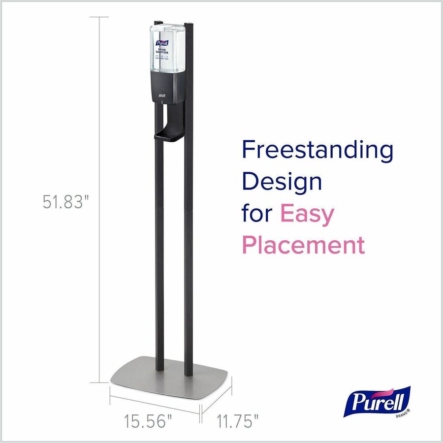 PURELL&reg; ES10 Floor Stand with Automatic Dispenser - Floor, Freestanding - Graphite - For High Traffic Area, Sanitizing Dispenser, Waiting Room, Hallway - Low-profile Base, Lightweight, Sturdy