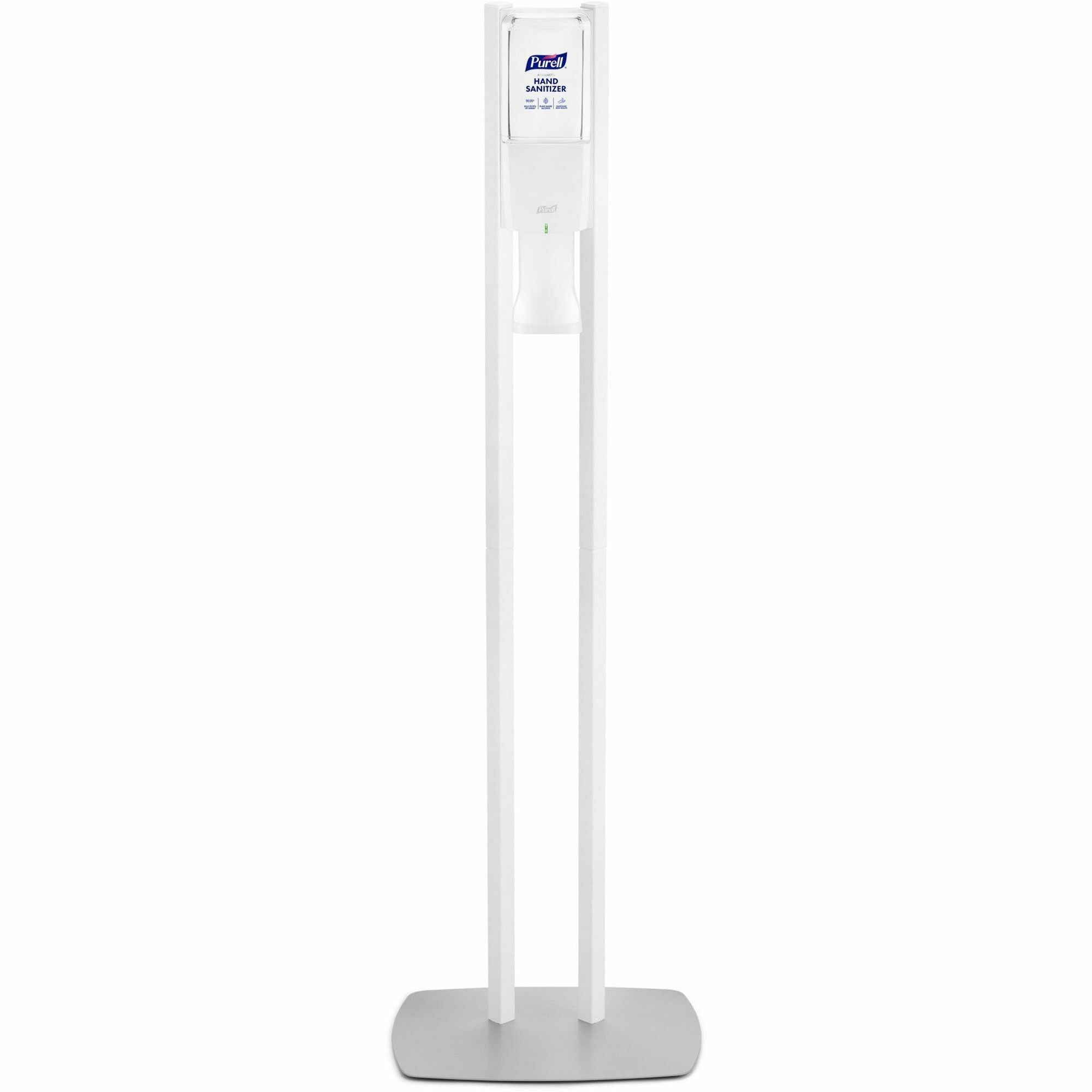PURELL&reg; ES10 Floor Stand with Automatic Dispenser - Floor, Freestanding - White - For Sanitizing Dispenser, High Traffic Area, Waiting Room, Hallway - Sturdy, Low-profile Base, Lightweight