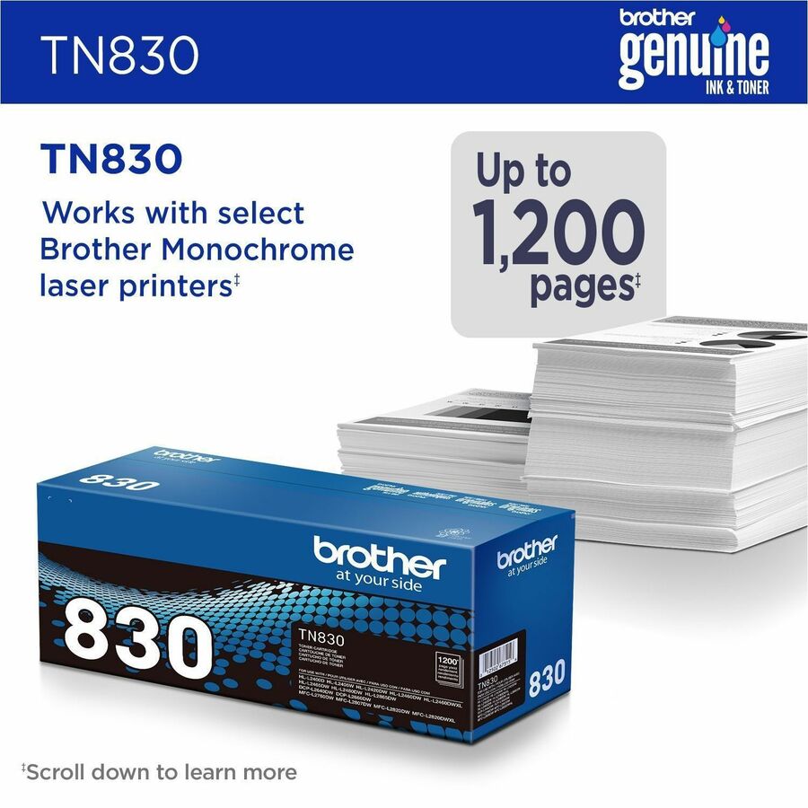 Brother Original Standard Yield Laser Toner Cartridge - Black - 1 Each - 1200 Pages