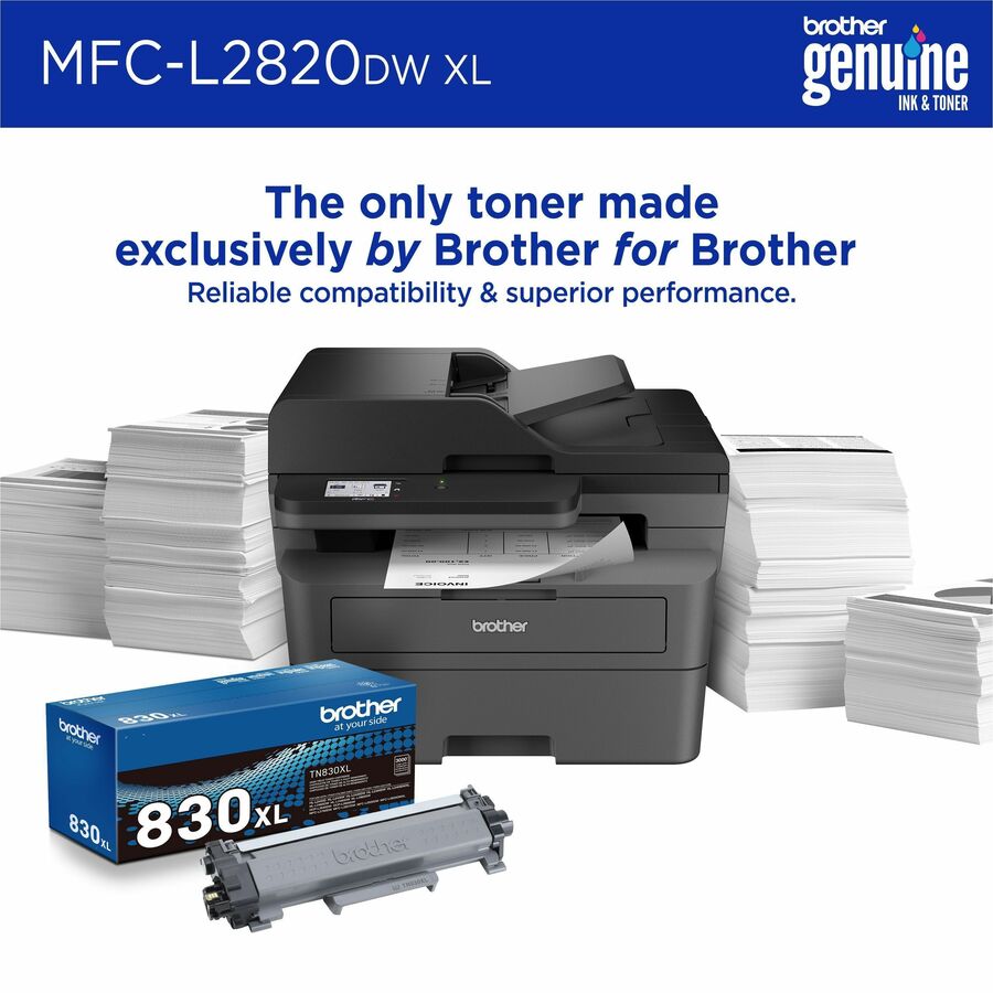 Brother MFC-L2820DWXL Wireless Laser Multifunction Printer - Monochrome - Gray