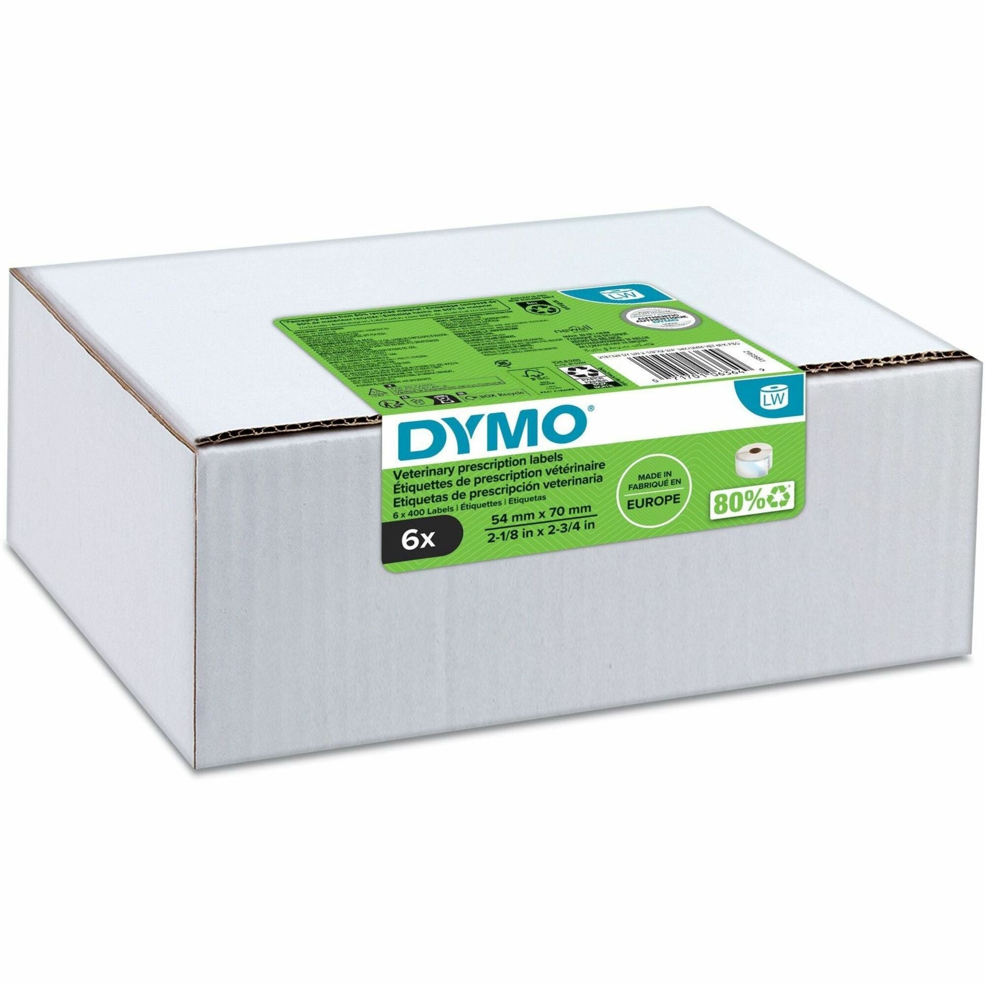 x 2 3/4" Width x 2 1/8" Length - Roll - Direct Thermal - White - Pre-printed, Jam-free - 400 / Roll - 6 / Box