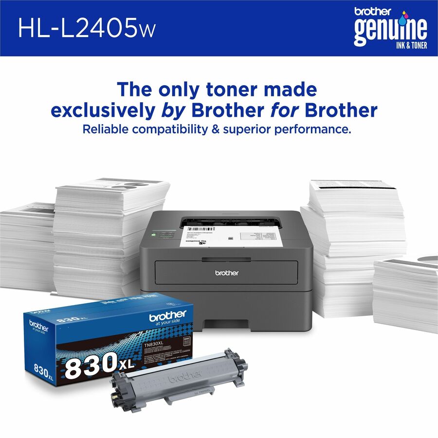 30 ppm Mono - 1200 x 1200 dpi Print - 250 Sheets Input - Wireless LAN - Apple AirPrint, Mopria, Brother Mobile Connect - 35000 Pages Duty Cycle - Plain Paper Print - USB