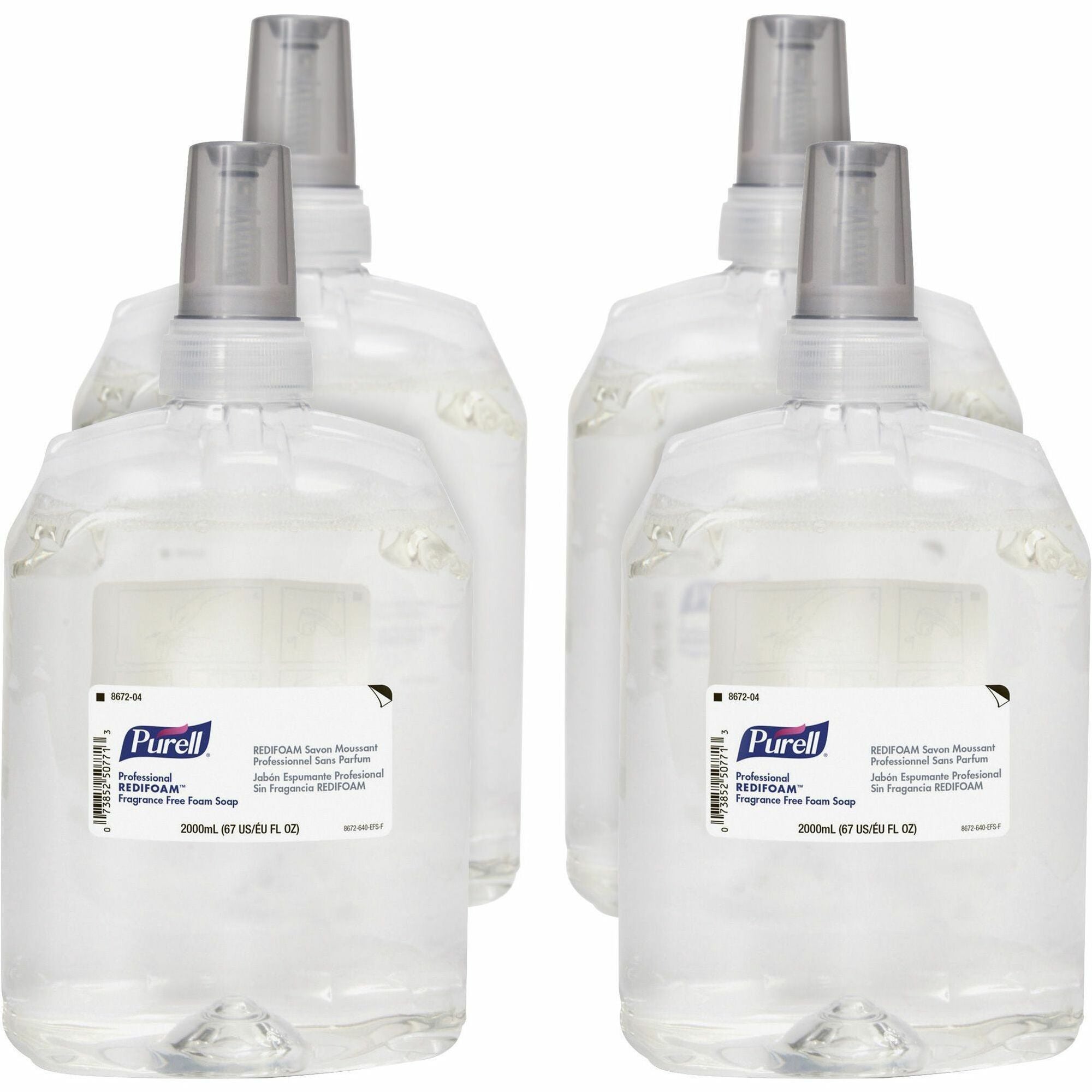 2.11 quart - Hand - Antibacterial - Clear - Non-clog, Quick Rinse, Refillable, Preservative-free, Paraben-free, Phthalate-free, Fragrance-free, Dye-free, Bio-based - 4 / Carton