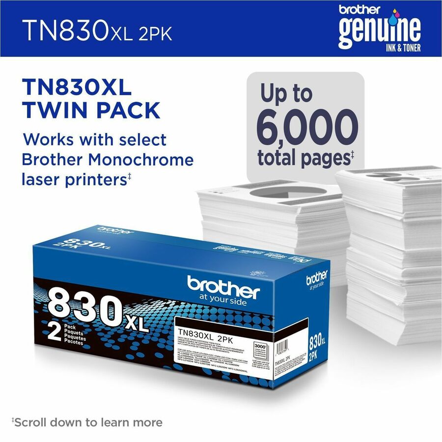 Brother Original High Yield Laser Toner Cartridge - Twin-pack - Black - 2 / Pack - 3000