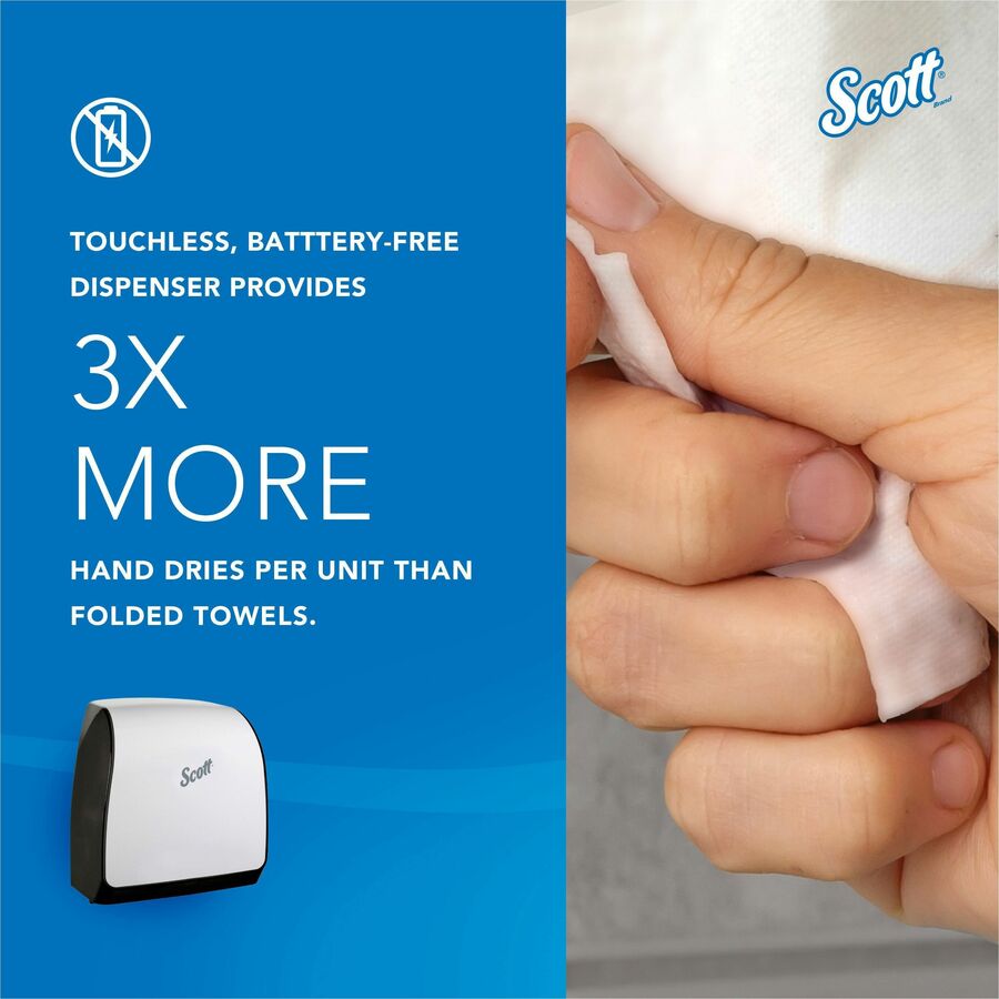 Scott Slimroll Towel Dispenser - Touchless Dispenser - 13" Height x 12.7" Width x 7.2" Depth - Plastic - White - Anti-bacterial, Refillable, Contemporary Style, Hygienic, Compact, Slim, Dirt Resistant - 1 Carton