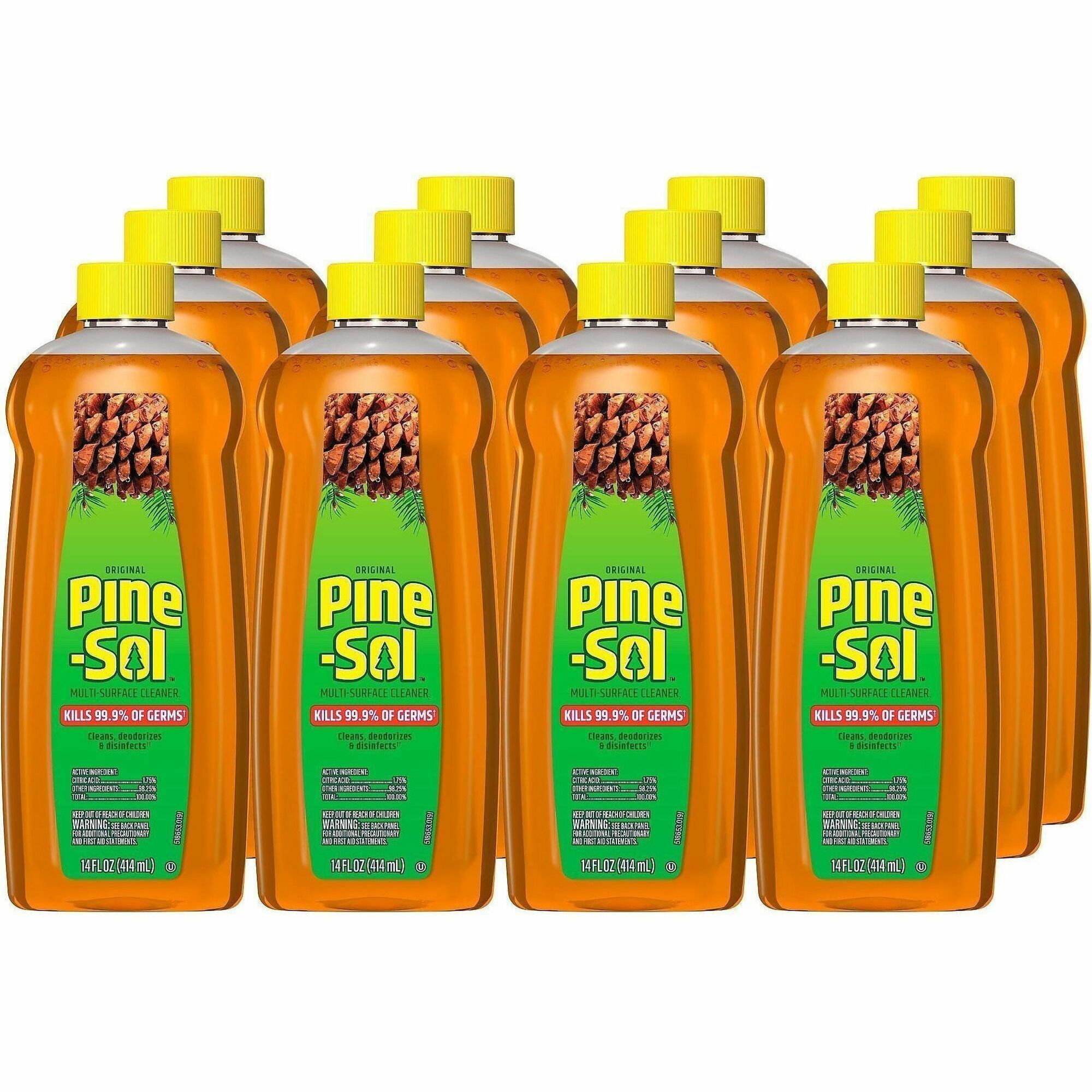 Pine-Sol Multi-Surface Cleaner - For Multi Surface - Concentrate - Liquid - 14 fl oz (0.4 quart) - Original Scent - Deodorize, Disinfectant, Dilutable - Yellow - 12 / Carton