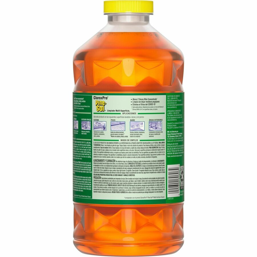 CloroxPro Pine-Sol&reg; Multi-Surface Cleaner - For Multi Surface - Concentrate - Liquid - 80 fl oz (2.5 quart) - Original Pine Scent - Deodorize, Disinfectant, Dilutable - Yellow - 3 / Carton