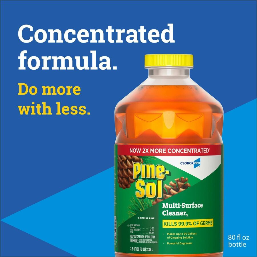 CloroxPro Pine-Sol&reg; Multi-Surface Cleaner - For Multi Surface - Concentrate - Liquid - 80 fl oz (2.5 quart) - Original Pine Scent - Deodorize, Disinfectant, Dilutable - Yellow - 3 / Carton