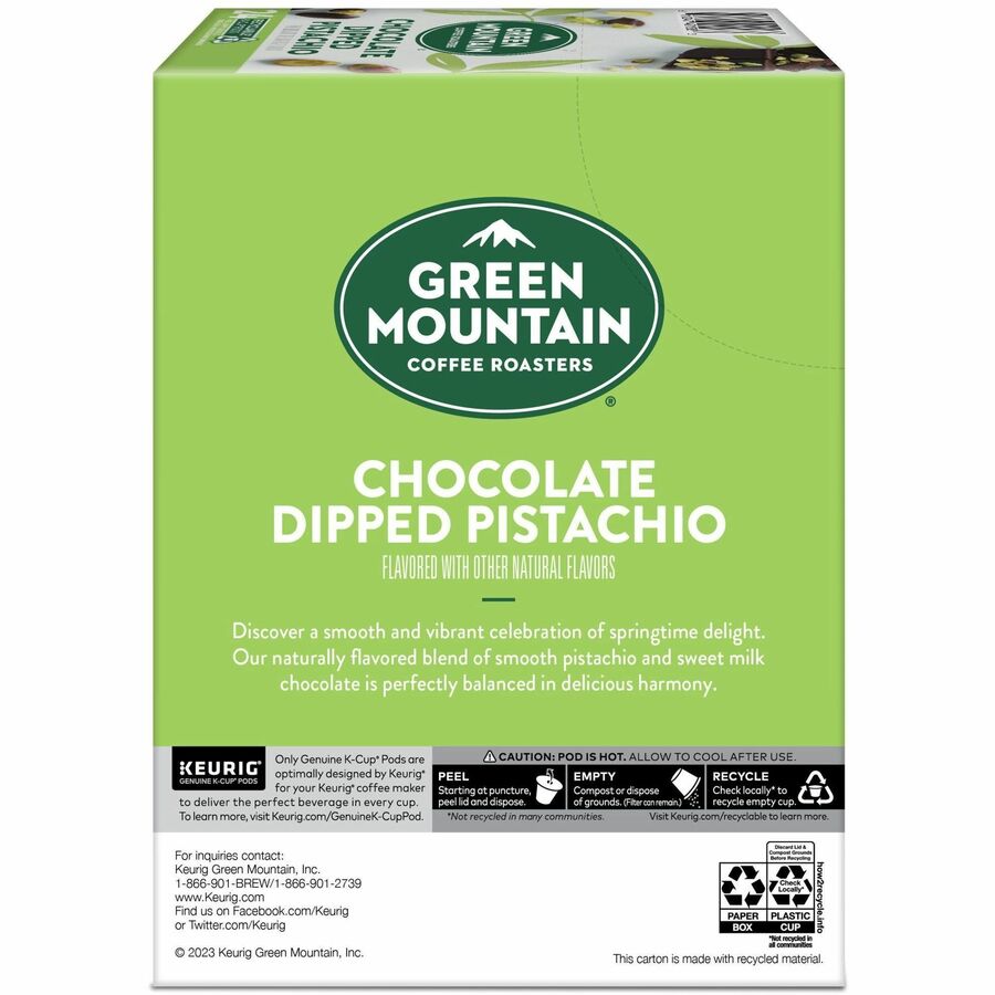 Green Mountain Coffee Roasters K-Cup Pod Coffee, Chocolate Dipped Pistachio, Smooth Roast, Kosher, 24 Pods per Box, Compatible with Keurig Brewers