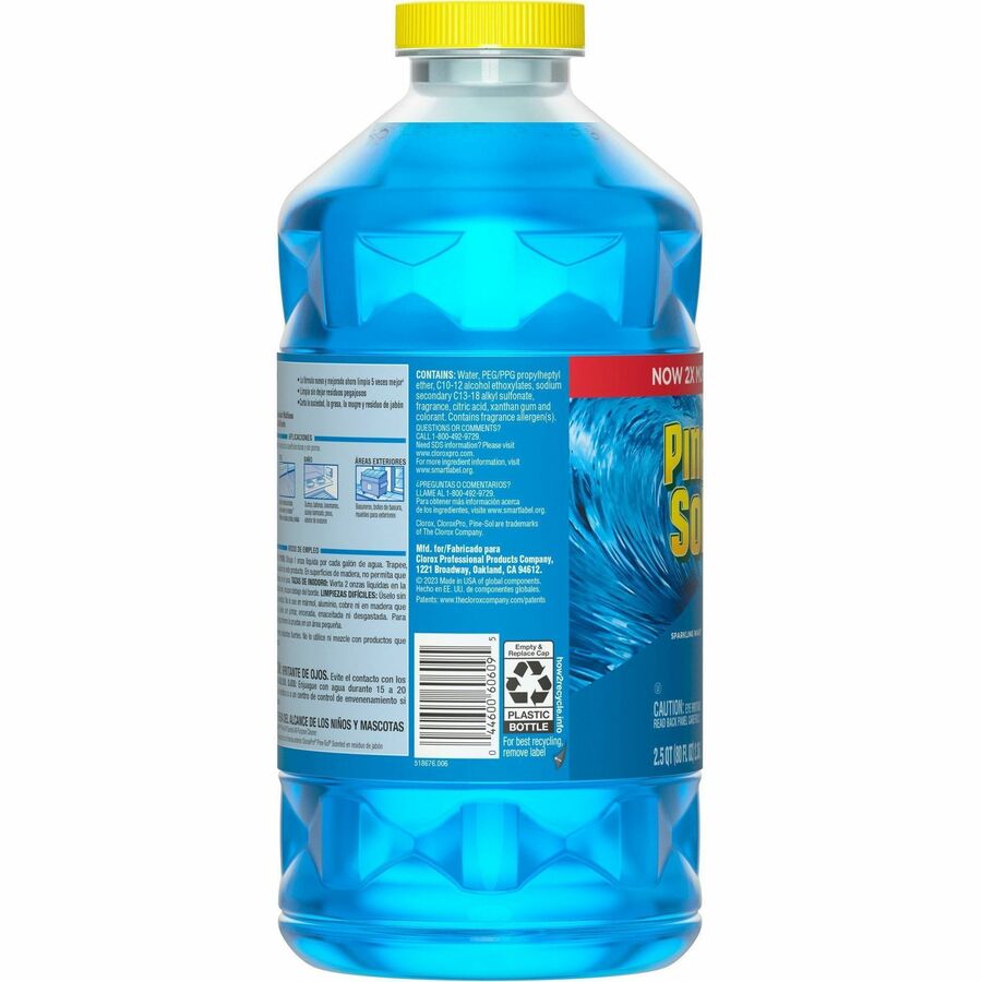 CloroxPro Pine-Sol Multi-Surface Cleaner, Concentrate, Liquid, Sparkling Wave Scent, Blue, 80 fl oz Bottles, 3 per Carton