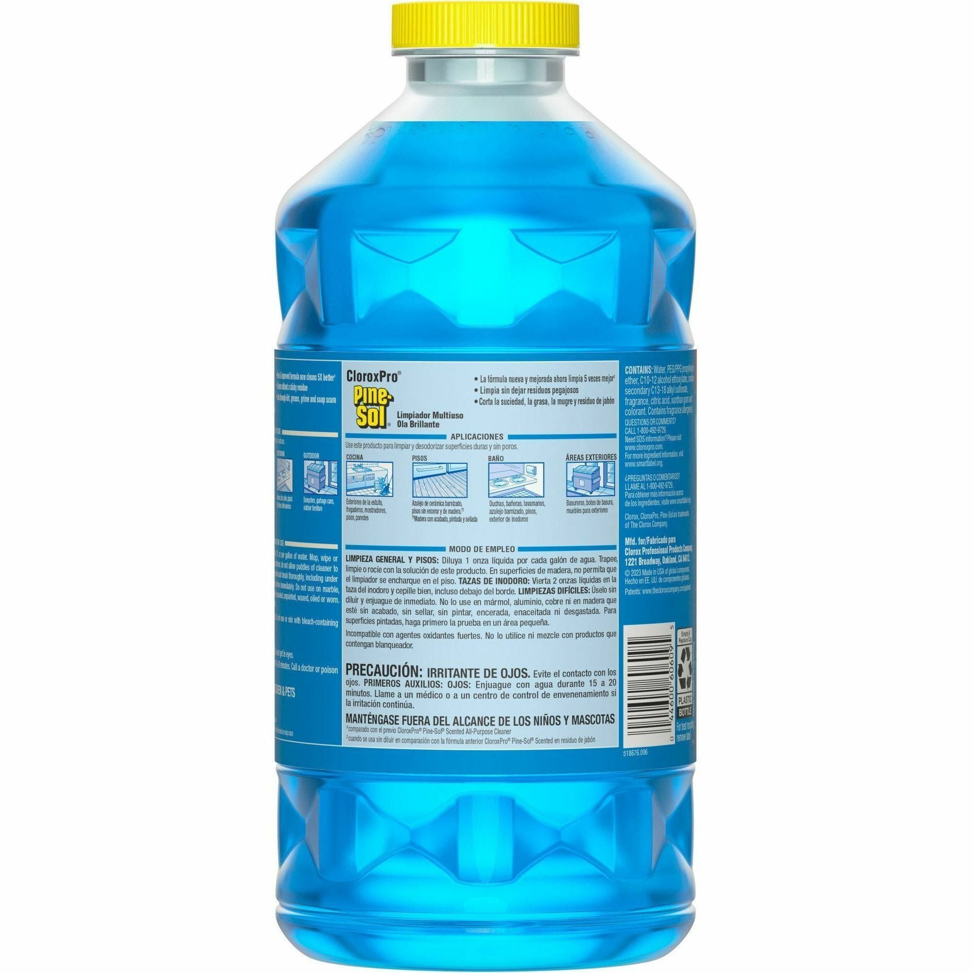 CloroxPro Pine-Sol Multi-Surface Cleaner, Concentrate, Liquid, Sparkling Wave Scent, Blue, 80 fl oz Bottles, 3 per Carton