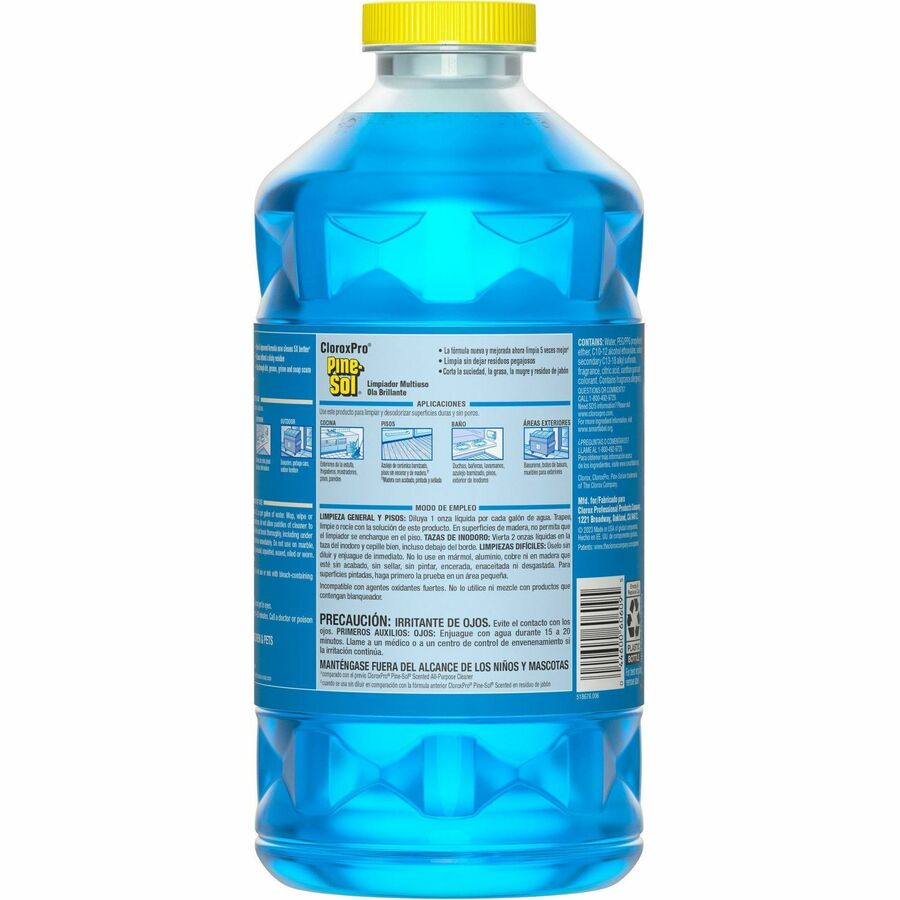 CloroxPro Pine-Sol Multi-Surface Cleaner, Concentrate, Liquid, Sparkling Wave Scent, Blue, 80 fl oz Bottles, 3 per Carton
