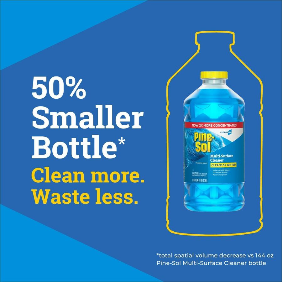 CloroxPro Pine-Sol Multi-Surface Cleaner, Concentrate, Liquid, Sparkling Wave Scent, Blue, 80 fl oz Bottles, 3 per Carton