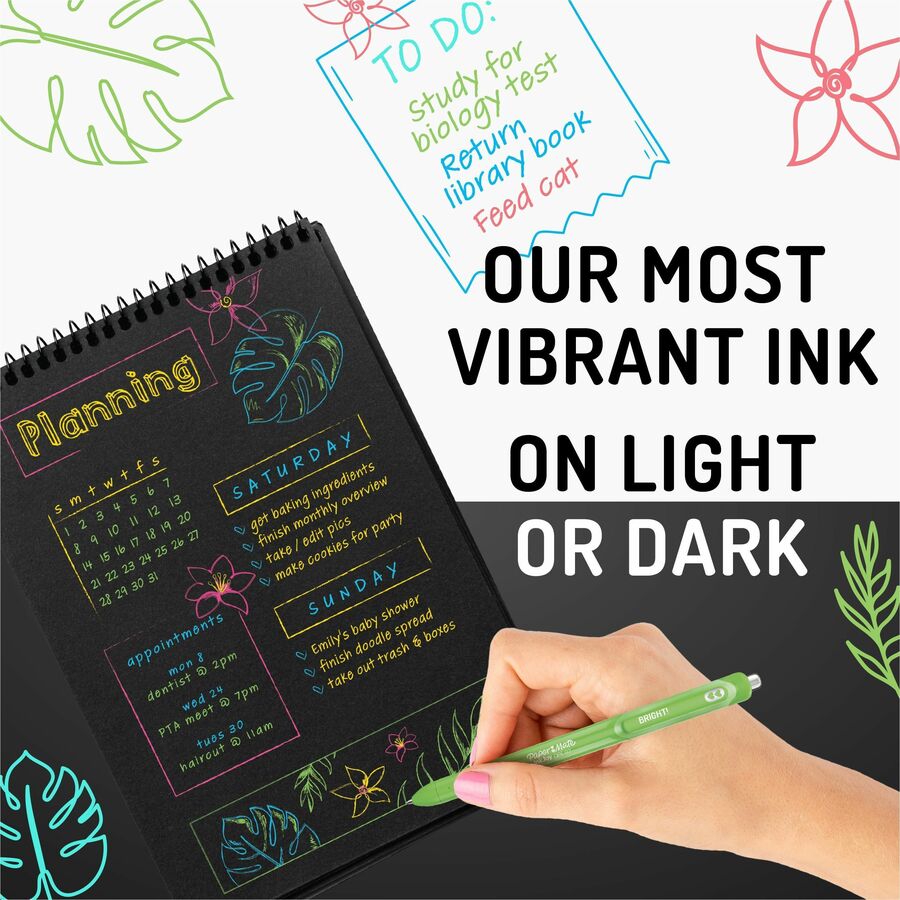 Paper Mate InkJoy Gel Bright! Pens, 0.7mm Medium Point, Retractable, White Ink, Gel-Based, 3 Pack