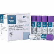 Business Source Bulk Purple Glue Sticks, 0.26 oz, Purple, 12 per Box